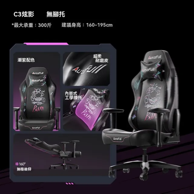 【w傲風旗艦店】C3新炫影 無腳托(電競椅 電腦椅 躺椅 靠背椅 辦公椅 人體工學椅 遊戲椅 預購15天)