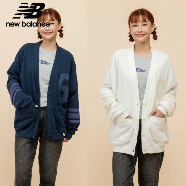 【NEW BALANCE】NB 棉質長袖外套開襟衫_女性_深藍/米白色_WT51515NNY_WT51515SST(美版 版型偏大)