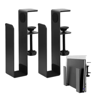 【Ermutek 二木科技】辦公桌面夾式筆電/筆記本/辦公小物收納架(一組兩支/黑色/DM-020)