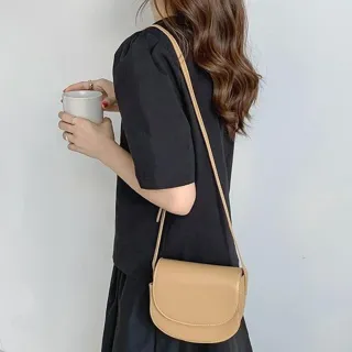 【LEEHER】雙11 真皮包包/牛皮包包/馬鞍包/女士包包/高級感/簡約風格/通勤小包包/單肩斜背包/包