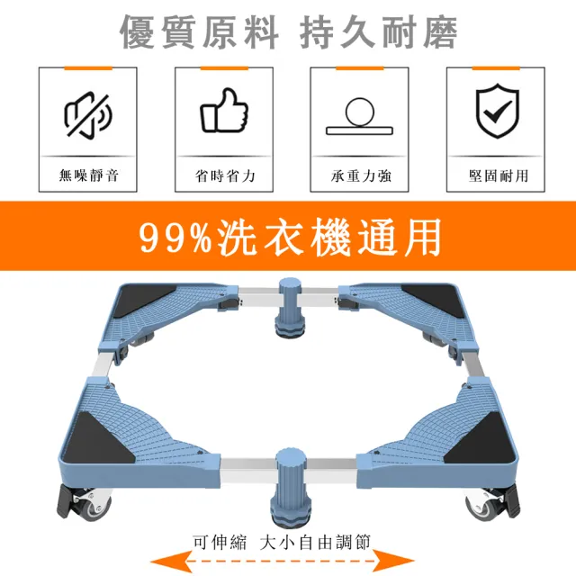 【SUNHO三禾】冰箱底座 洗衣機底座 層架置物架 萬向輪增高架(單管對開門移動款腳架 墊高支架 移動托架)