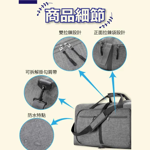 【樂邦】摺疊牛津布整理收納袋-65L/2入(衣物收納 拉桿包 行李袋 旅行袋 手提袋 健身包)