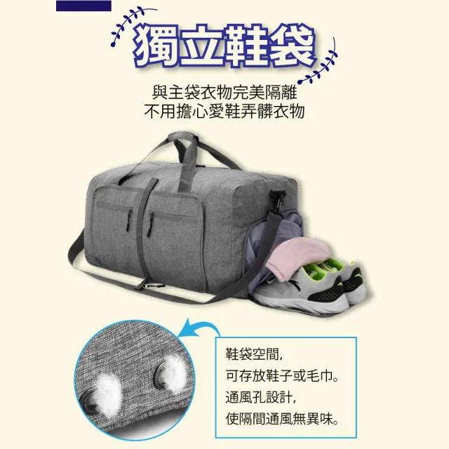 【樂邦】摺疊牛津布整理收納袋-65L/2入(衣物收納 拉桿包 行李袋 旅行袋 手提袋 健身包)