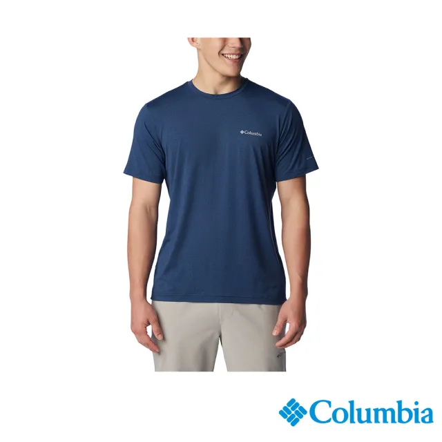 【Columbia 哥倫比亞】男款-防曬UPF50快排短袖上衣-深藍(UAE55450NY/JS)