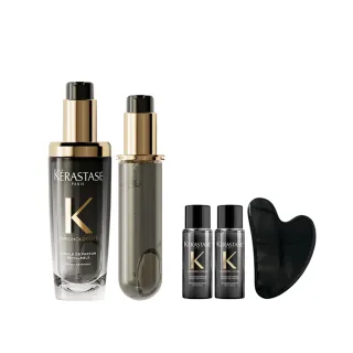 【KERASTASE 巴黎卡詩】黑鑽極萃逆時玫瑰香氛露75ml+填裝瓶75ml(新升級/護髮油)