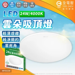 【DanceLight 舞光】1入 LED 24W 雲朵 吸頂燈 單色吸頂燈 全電壓(黃光/自然光/白光)