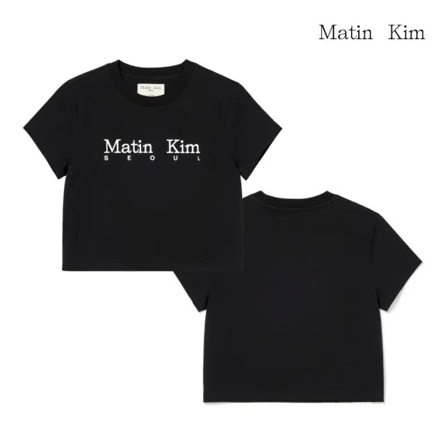 【MATIN KIM】官方旗艦 首爾LOGO短版T恤 女款 女上衣(黑色)