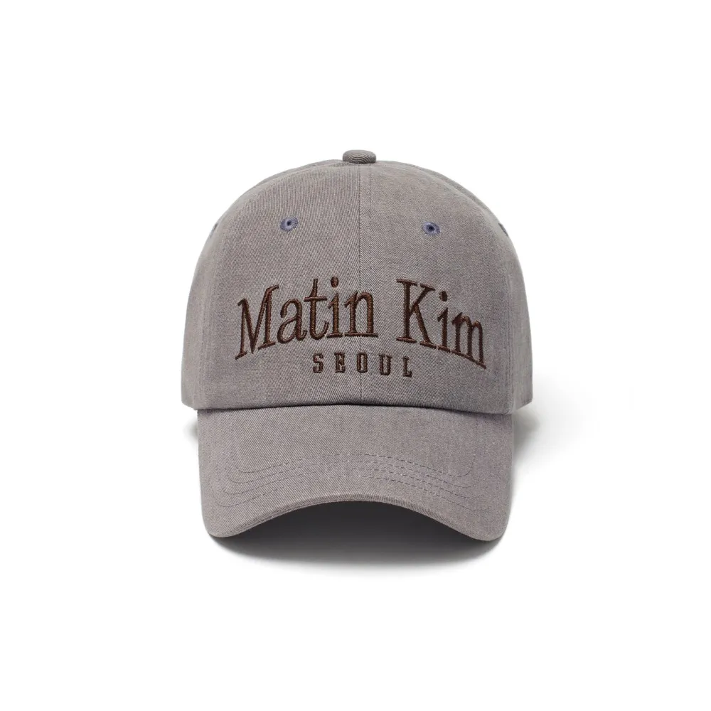 【MATIN KIM】官方旗艦 復古首爾LOGO棒球帽 刺繡 運動帽 中性(灰色)