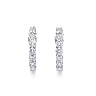 【點睛品】25分 璀璨弦月 18K金鑽石耳環(一對)