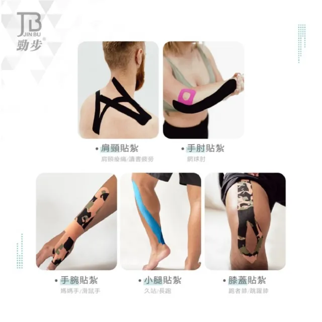 【花芊生技】勁步肌貼 JinBu Kinesiology tape 桃紅迷彩 3入組(迷彩系列 運動貼布 肌內效貼布 肌力貼)