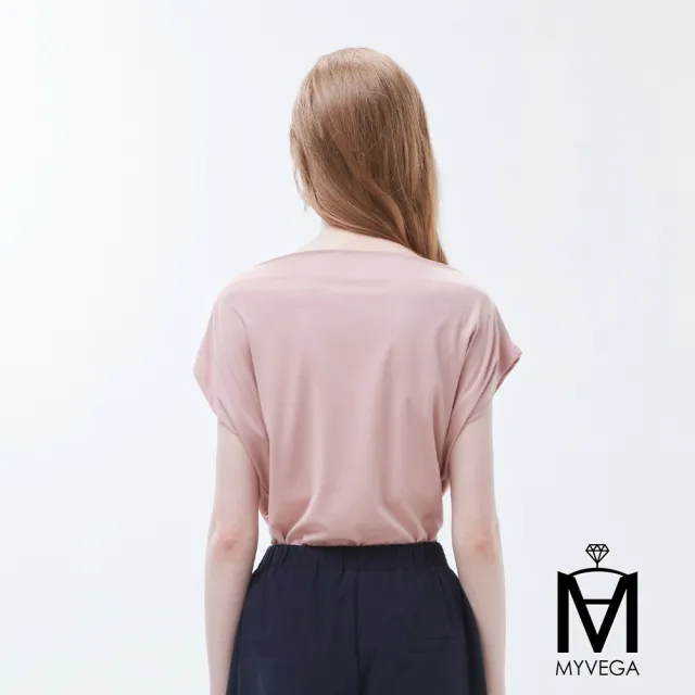 【MYVEGA 麥雪爾】MA一字領皺褶收腰上衣-共四色(女上衣/涼感/短袖/平口)