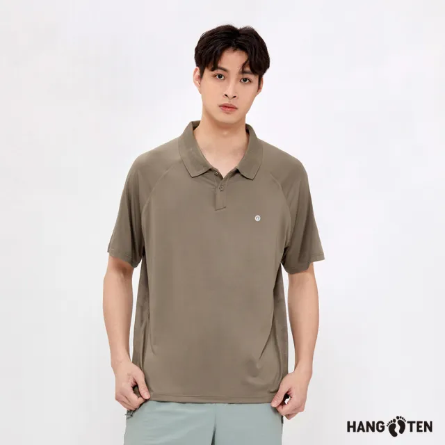 【Hang Ten】男裝-恆溫多功能-涼感吸濕快乾迷彩拼接短袖POLO衫(多色選)