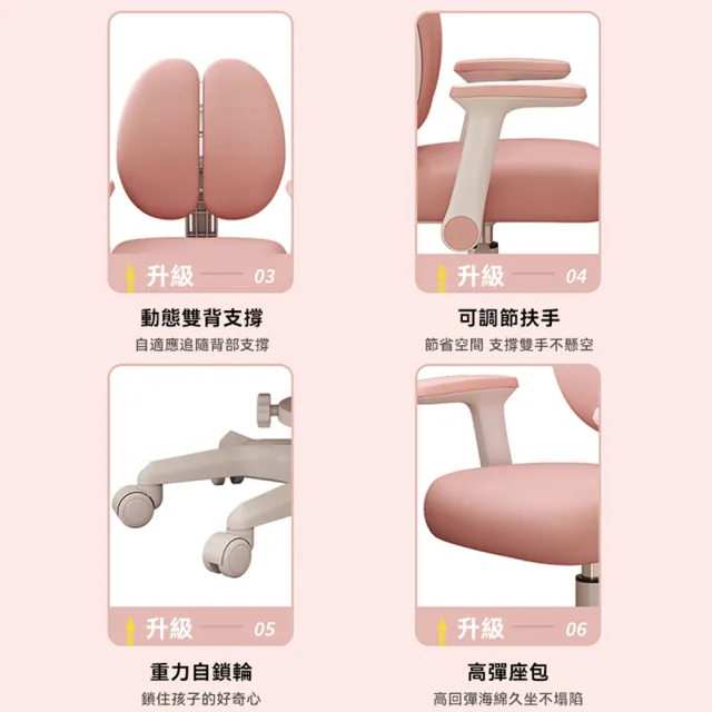 【小不記】兒童椅 帶腳踏 升級重力鎖學習椅(成長椅 兒童電腦椅 人體工學椅 升降椅 護脊椅 椅子)