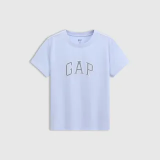 【GAP】女裝 Logo純棉印花圓領短袖T恤-淺藍色(766157)