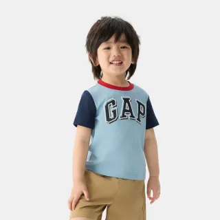 【GAP】男幼童裝 Logo純棉印花圓領短袖T恤-藍色(767439)