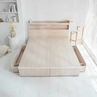 【藤原傢俬】白色戀人木芯板收納空間床組-雙抽5尺雙人(置物空間床架/床底+床頭+雙抽屜)