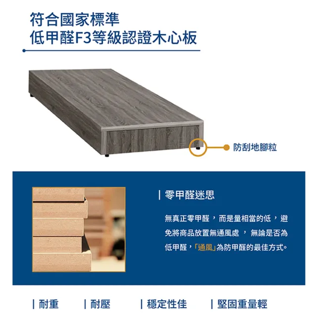 【A FACTORY 傢俱工場】派蒙 簡約收納房間2件組-單大3.5尺(床頭箱+六分床底)
