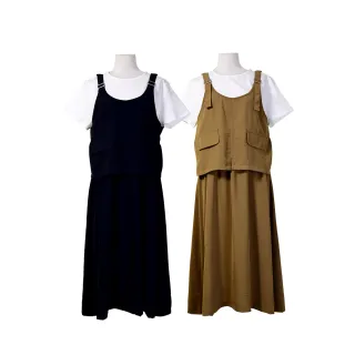 【betty’s 貝蒂思】假兩件吊帶鬆緊腰洋裝(共二色)