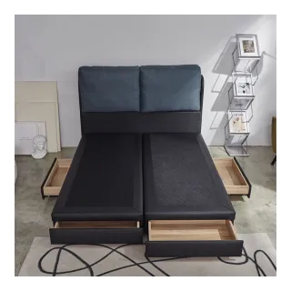 【藤原傢俬】維多利亞貓抓皮兩件式房間組雙人加大6尺(大靠枕床頭+四抽屜床架)