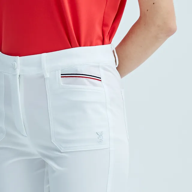 【PLAYBOY GOLF】女款後貼口袋高爾夫休閒八分褲-白(吸濕排汗/高爾夫球褲/KE25102-87)