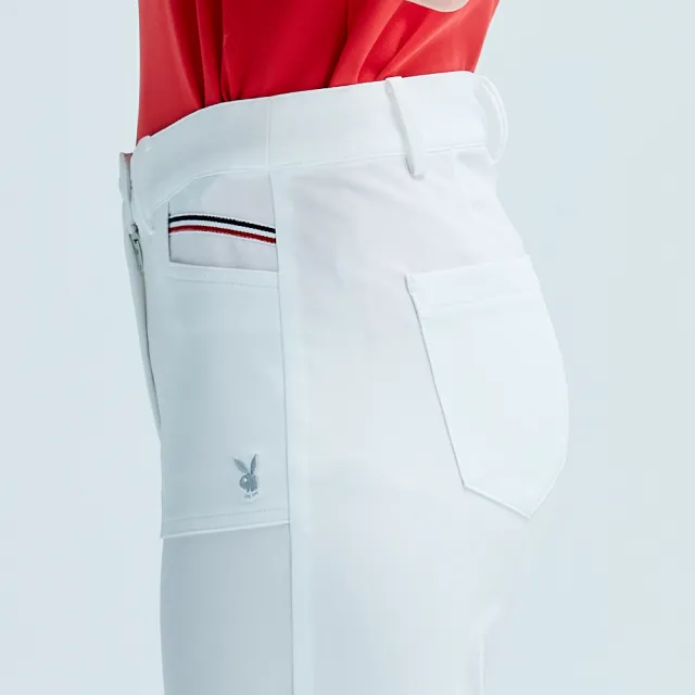 【PLAYBOY GOLF】女款後貼口袋高爾夫休閒八分褲-白(吸濕排汗/高爾夫球褲/KE25102-87)
