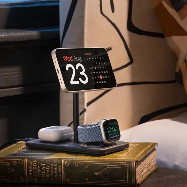 【Twelve South】HiRise 3 Deluxe MagSafe 三合一無線充電立架 - 黑色(TS-2303)