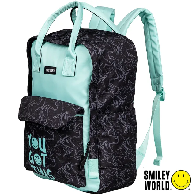 【Smiley World 微笑世界】雙11 防潑水手提後背二用後背包/手提包(防水包 黑)