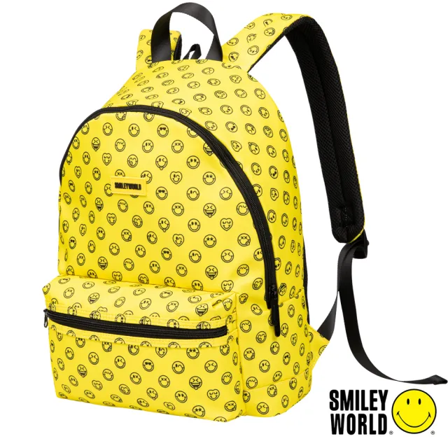 【Smiley World 微笑世界】雙11 時尚印花大容量後背包/單肩包(兩色可選)
