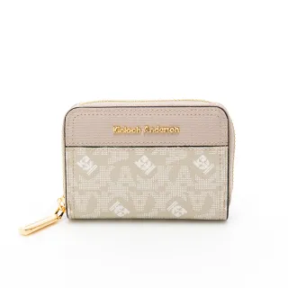 【金安德森】Genevieve 經典老花拉鍊零錢包(杏灰)