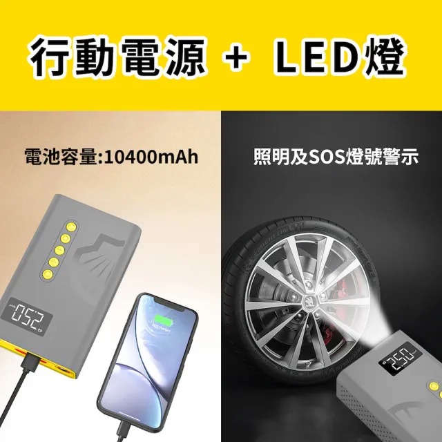 【SHELL 殼牌】殼牌4合1汽車急救電源打氣機-含收納包(SL-AC001JP)