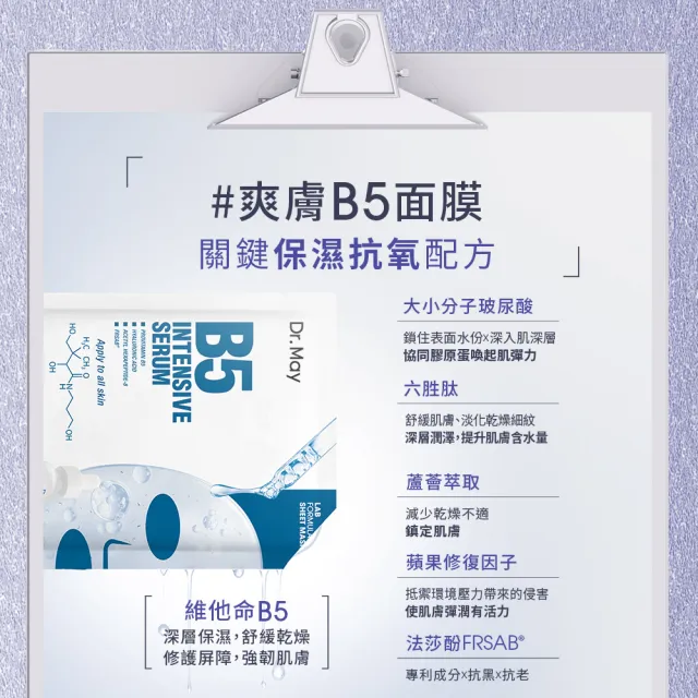 【Dr. May 美博士】專業精華面膜4入/盒(VC激光亮白/B3淨膚淨痘/B5保濕補水)