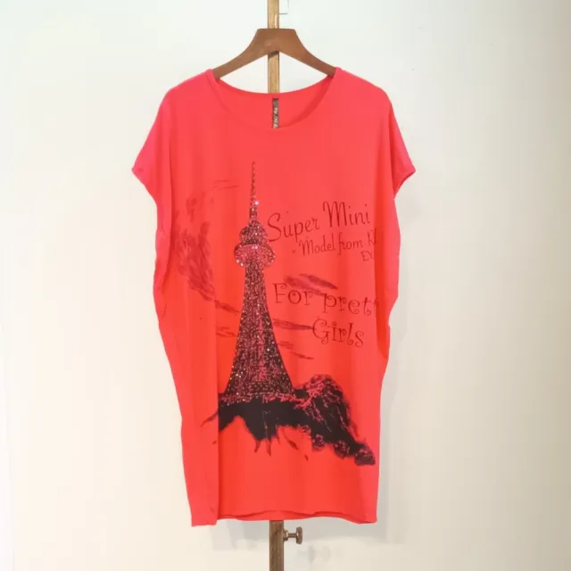 【SuperWands】率性亮彩長版上衣-泡泡袖