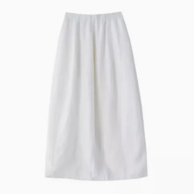【米蘭精品】現貨+預購 女半身裙A字裙網紗裙中長裙百褶裙子大碼洋裝休閒大尺碼女裝(漢麻廓形開叉2色74kc8)