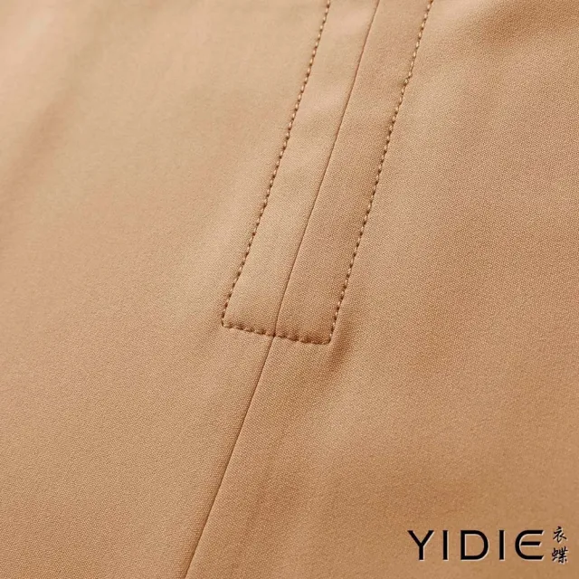 【YIDIE】出清品 腰頭造型剪裁顯瘦傘狀短裙-卡其