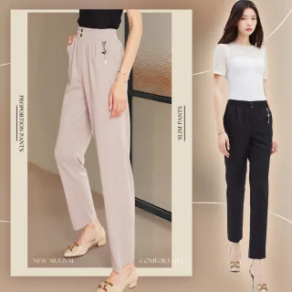 【LANNI 藍尼】現貨 鬆緊透氣休閒九分褲※(女裝/褲子/長褲/休閒褲/售完不補)