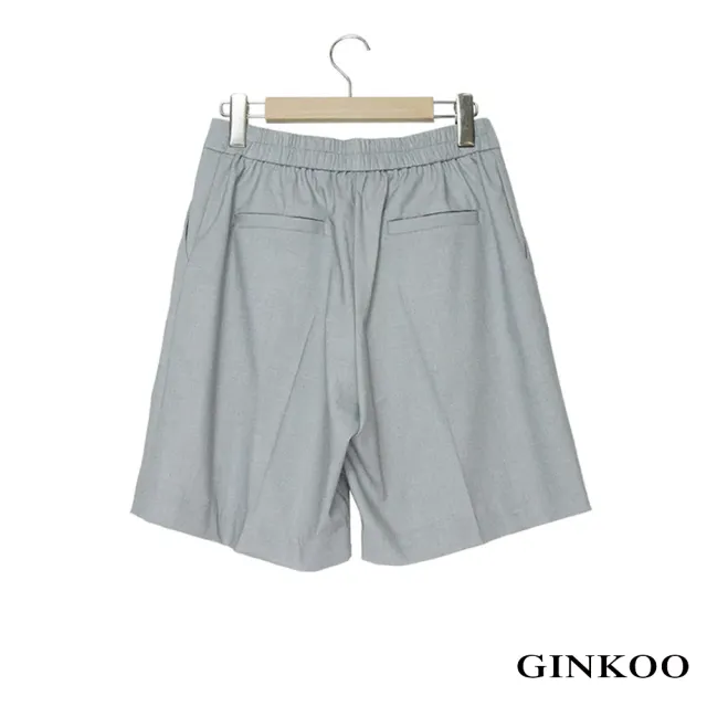 【GINKOO 俊克】腰釦飾後鬆緊西裝短褲