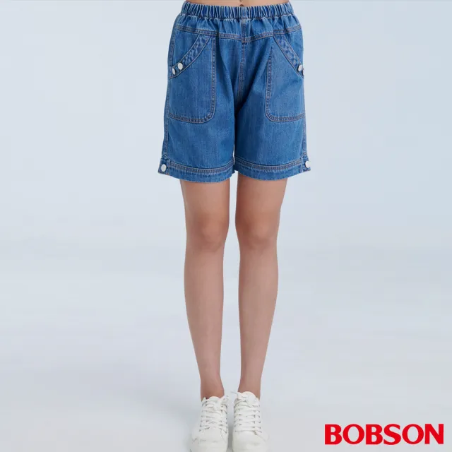 【BOBSON】女款鬆緊貼袋短褲(285-53)