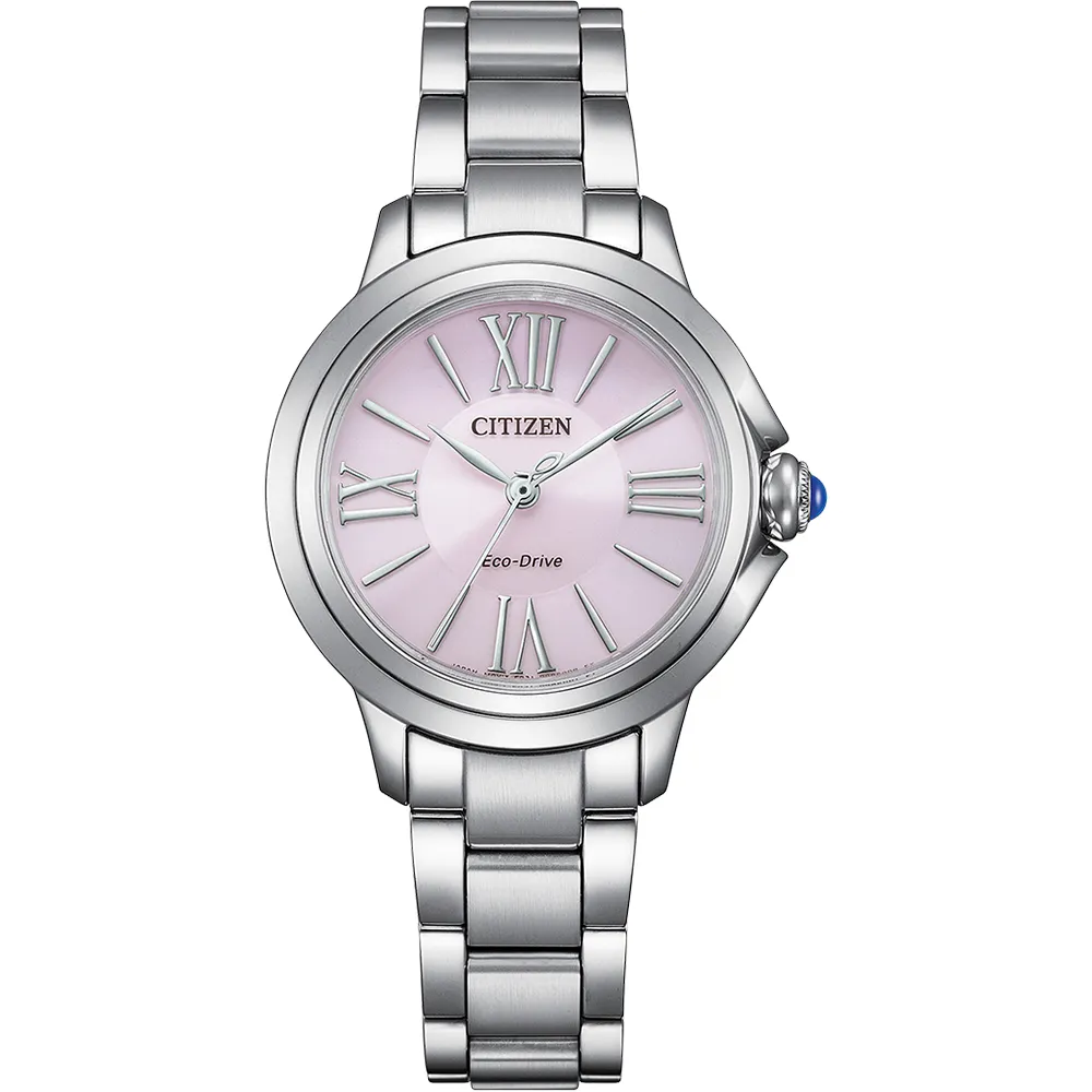 【CITIZEN 星辰】L系列 光動能大三針 羅馬時標 女錶 30.3MM 粉(EM1160-58X)
