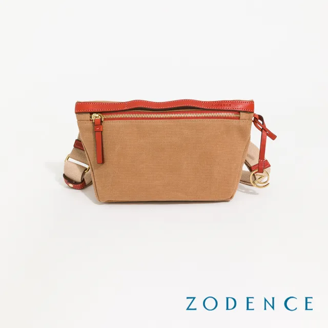【ZODENCE 佐登司】ZODENCE SAFARI恆彩帆布寬底斜背包(駝)