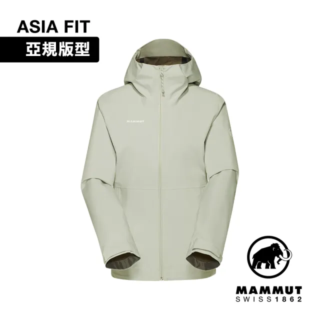 【Mammut 長毛象官方直營】Linard Light HS Hooded AF 輕量防風防水連帽外套 鼠尾草銀綠 女款 #1010-31960