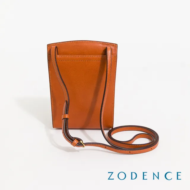 【ZODENCE 佐登司】HIM義大利植鞣革斜背手機包(經典駝)