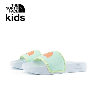 【The North Face 官方旗艦】北面兒童淺綠色LOGO印花拖鞋｜4OAVVV0