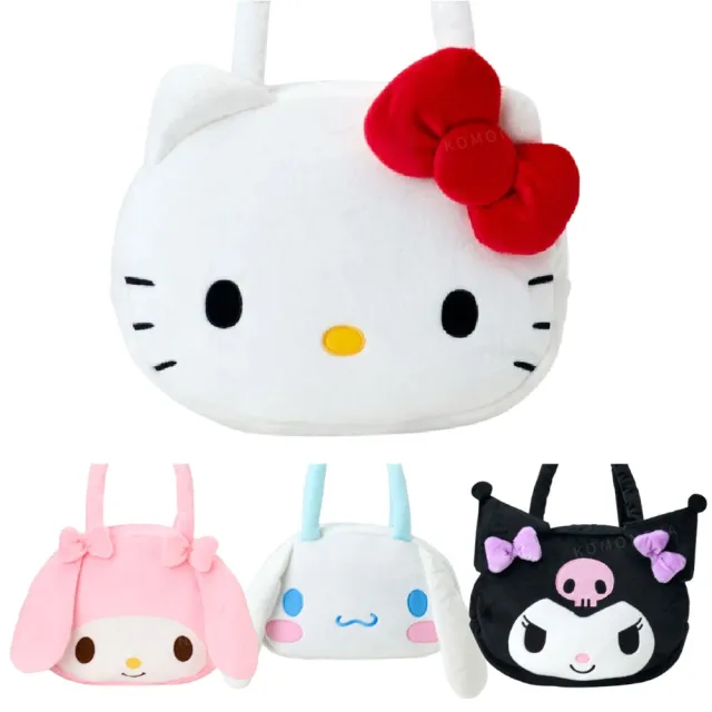 【小禮堂】Sanrio 三麗鷗 絨毛造型大側背包 大臉 2025新生活 Kitty 美樂蒂 大耳狗 酷洛米(
