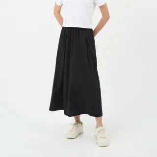 【GIORDANO 佐丹奴】女裝肌理感抽繩中長裙(66 黑色)