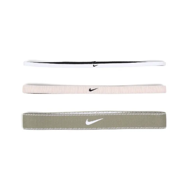 【NIKE 耐吉】頭帶 Flex Headbands 白 粉紅 綠 矽膠止滑 防滑 運動頭帶 寬版 3入裝(N101193367-1OS)