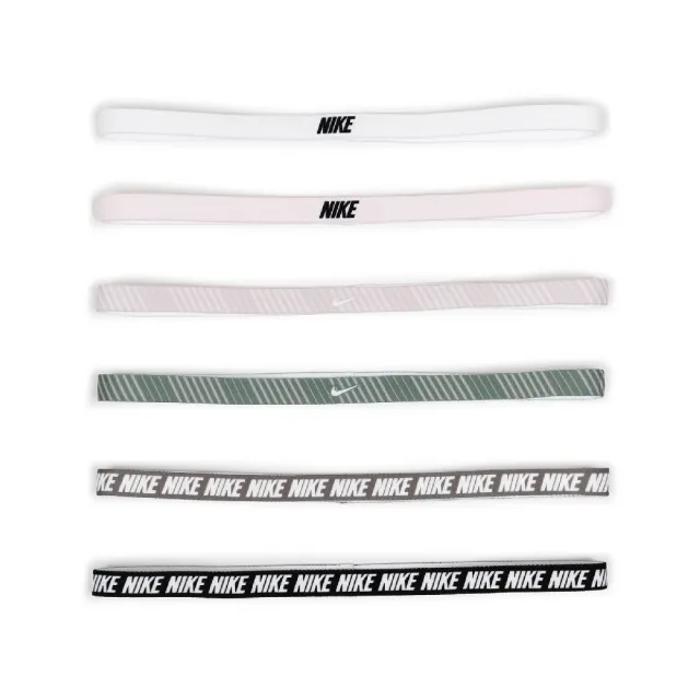 【NIKE 耐吉】頭帶 Flex Headbands 白 粉紅 綠 黑 條紋 止滑 防滑 運動 基本款 6入裝(N101193067-1OS)
