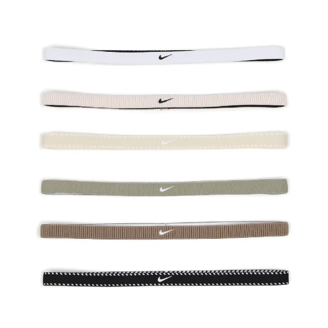 【NIKE 耐吉】頭帶 Flex Headbands 白 粉紅 咖啡 黑 止滑 防滑 運動 6入裝(N101192711-1OS)