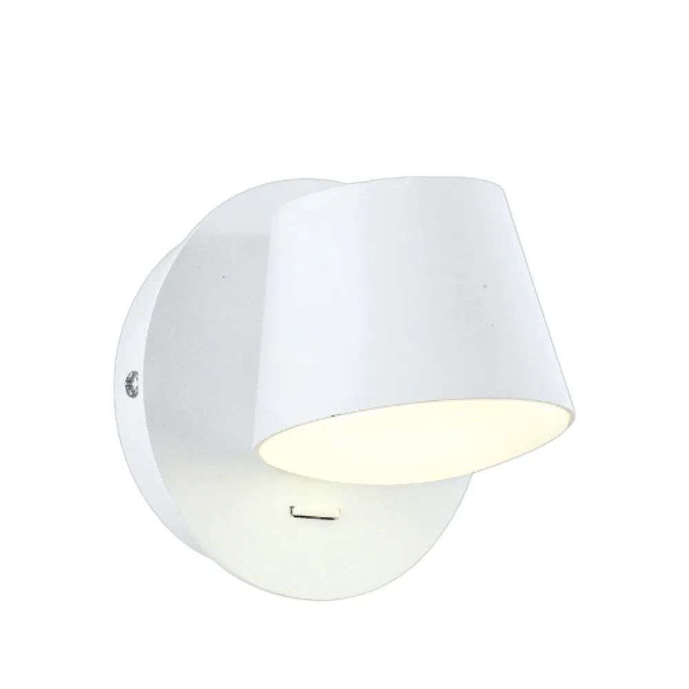 【大巨光】簡約風 附LED 6W 壁燈-LED燈(LW-12-4403 附開關 金屬烤白色 可調角度)