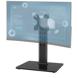 【Ermutek 二木科技】桌上型13~32吋直立式懸掛螢幕支架底座(六段式高度可調/無須鑽孔夾具)