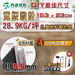 【芮森地板】SPC寬版長版超耐磨卡扣石塑地板（特選厚度5.5mm 5片/盒-約0.53坪）(NG品出清!)
